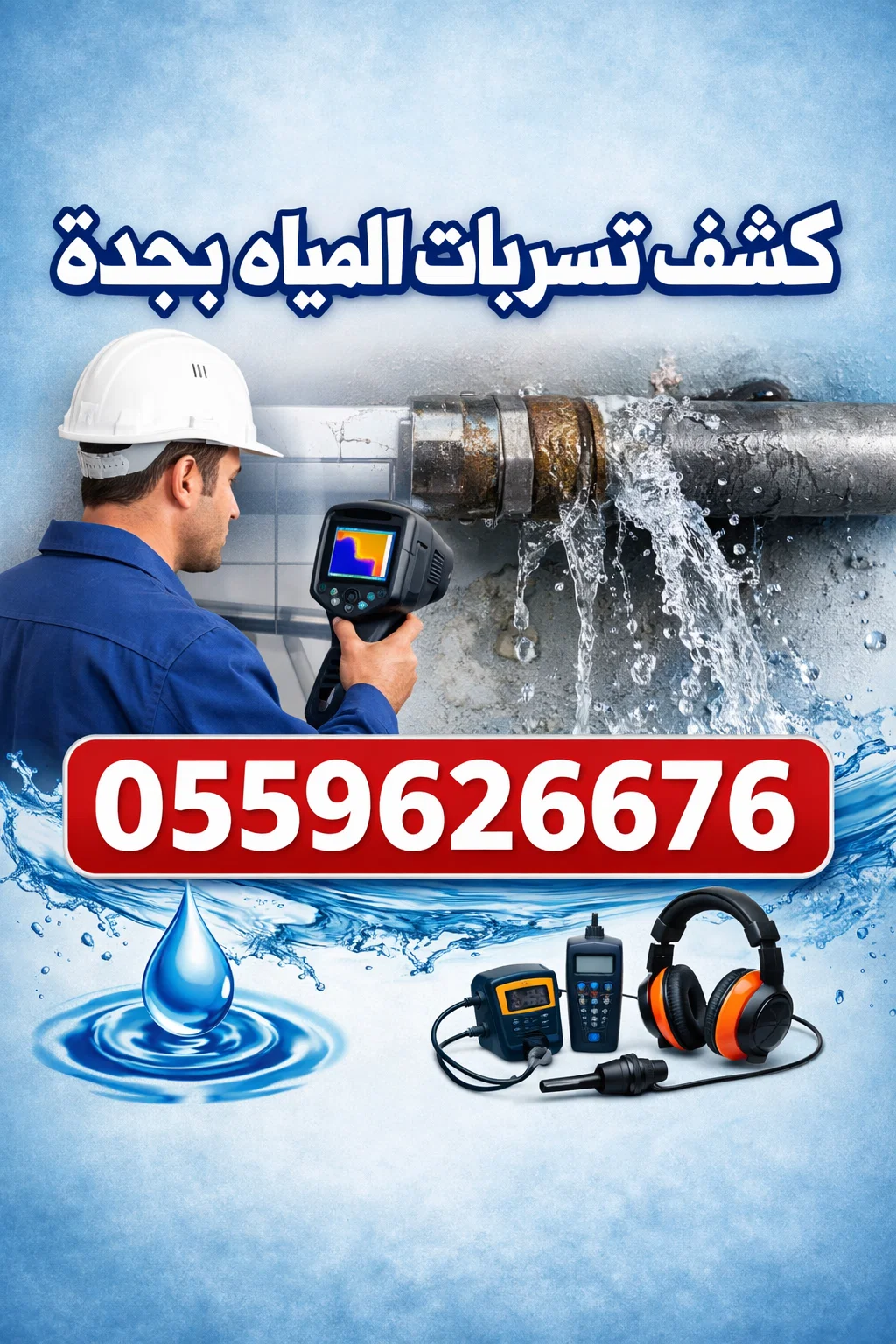 كشف تسربات المياه بجدة