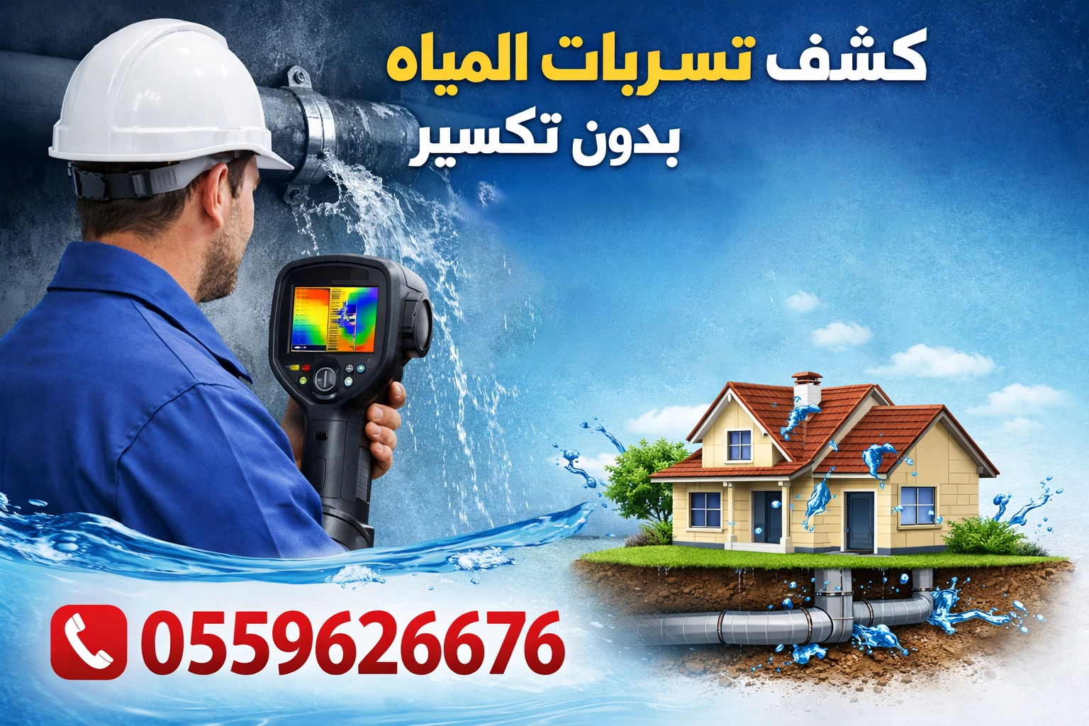 كشف تسربات المياه بجدة بدون تكسير