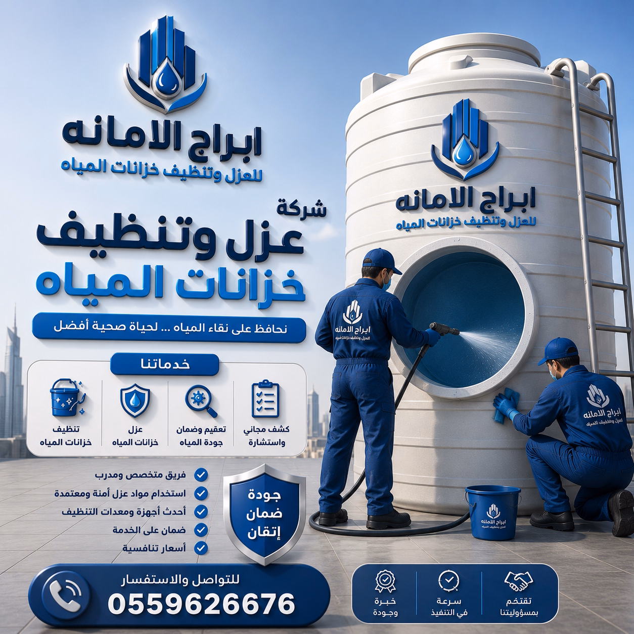 شركة عزل وتنظيف خزانات المياه