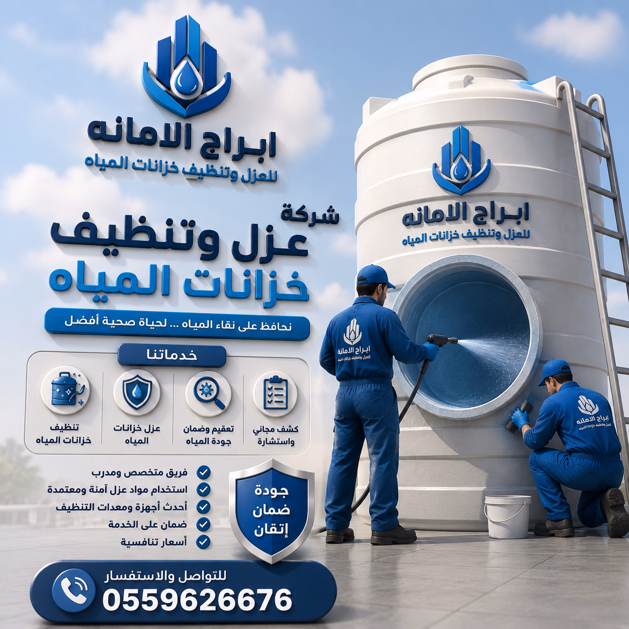شركة عزل وتنظيف خزانات المياه