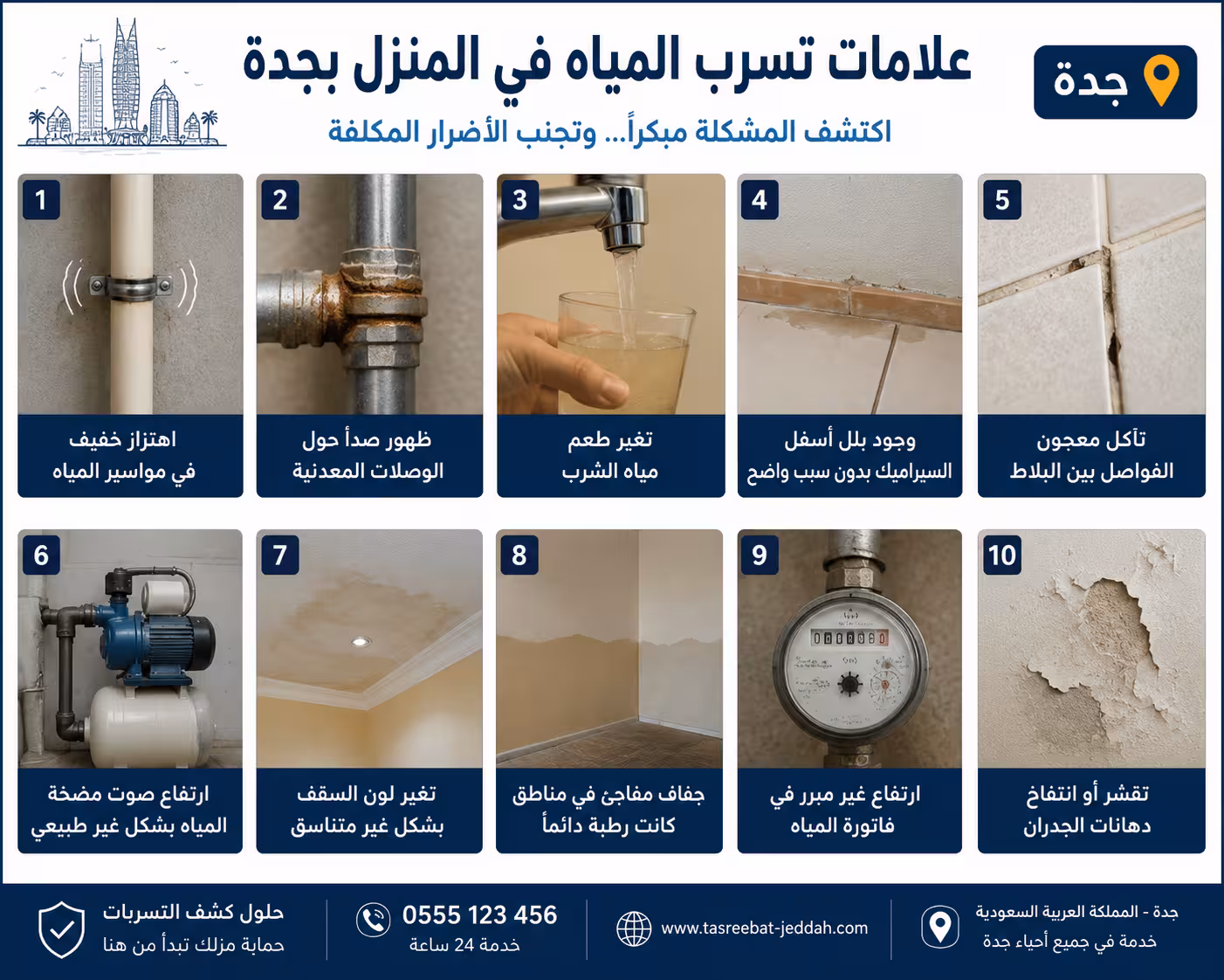 علامات تسرب المياه في المنزل بجده: دليلك لاكتشاف التسرب مبكرًا