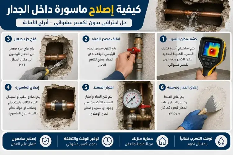 كيفية إصلاح ماسورة داخل الجدار كيفية إصلاح ماسورة داخل الجدار